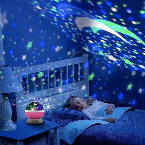 A baba Éjszakai Fény LED Csillagos Projektor Lámpa Baba Éjszakai Fény USB Romantikus Forgó Hold Kozmosz