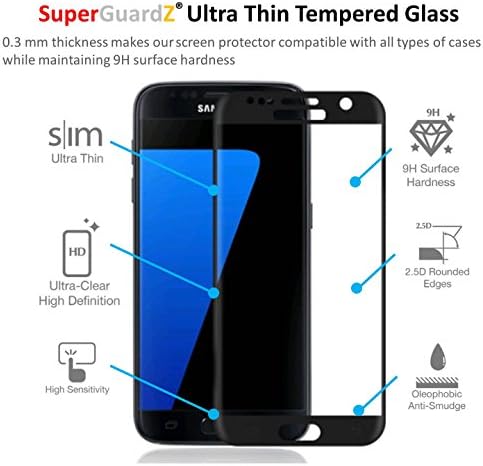 Samsung Galaxy S7 - SuperGuardZ Edzett Üveg kijelző Védő fólia [Fekete] - Teljes Képernyő Lefedettség,