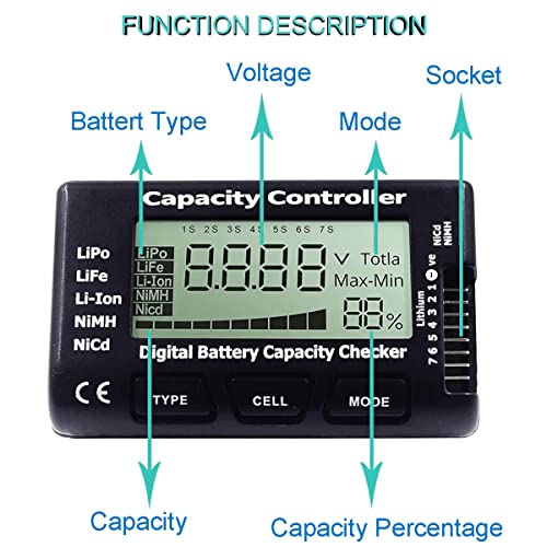 DKARDU RC Cellmeter 7 Digitális Akkumulátor Kapacitás-Ellenőrző, Vezérlő Teszter Feszültség Teszter 1-8-as