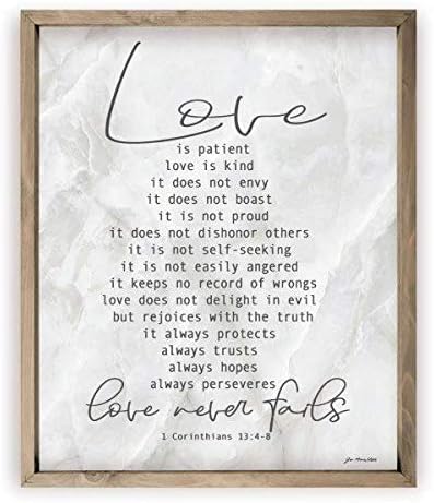 A szeretet Türelmes, A Szeretet jóságos Rusztikus Fa Keretes Parasztház Fal Alá 12x15 (Keret Tartozék)