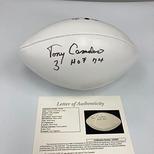 Tony Canadeo HOF 1974, 3 Aláírt Wilson NFL Labdarúgó-SZÖVETSÉG COA RITKA - Dedikált Focilabda