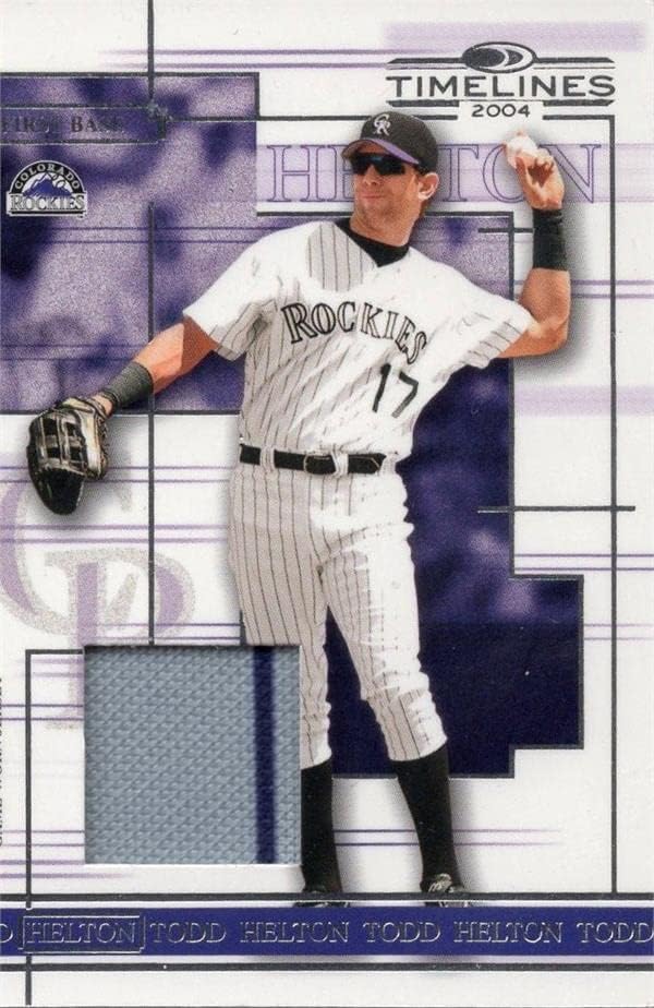 Todd Helton játékos kopott jersey-i javítás baseball kártya (Colorado Rockies) 2004 Donruss Határidők