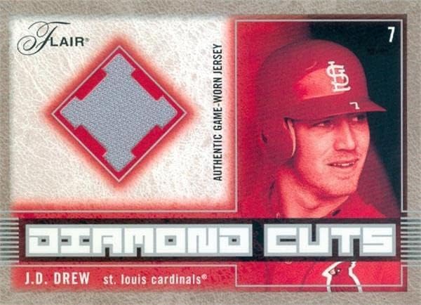 J. D Drew játékos kopott jersey-i javítás baseball kártya (St. Louis Cardinals) 2003 Fler Hangulattal