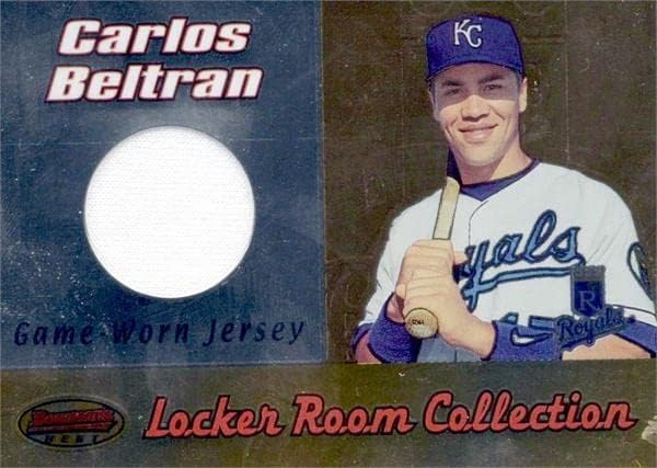 Carlos Beltran játékos kopott jersey-i javítás baseball kártya (Kansas City Royals) 2000 bowman-okkal