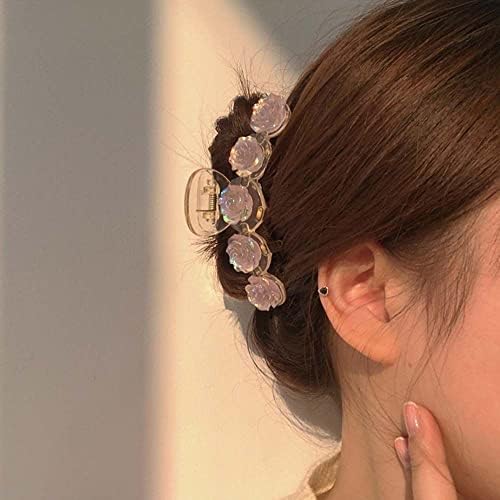 Houchu a Nők Haja Karmok Vintage Édes koreai Lófarok Jogosultja Fejfedőt, a Lányok Virágot Átlátszó Camellia