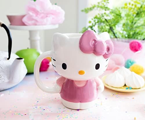 Ezüst Buffalo Sanrio Hello Kitty 3D Faragott Kerámia Bögre | BPA-Mentes Kávé Csésze Eszpresszó, Koffein,