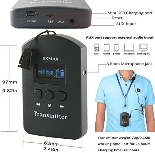 EXMAX EXD-6824 2.4 G Wireless Hang Audio idegenvezető Rendszer, Tolmács, Fordítás, Berendezések Egyházak